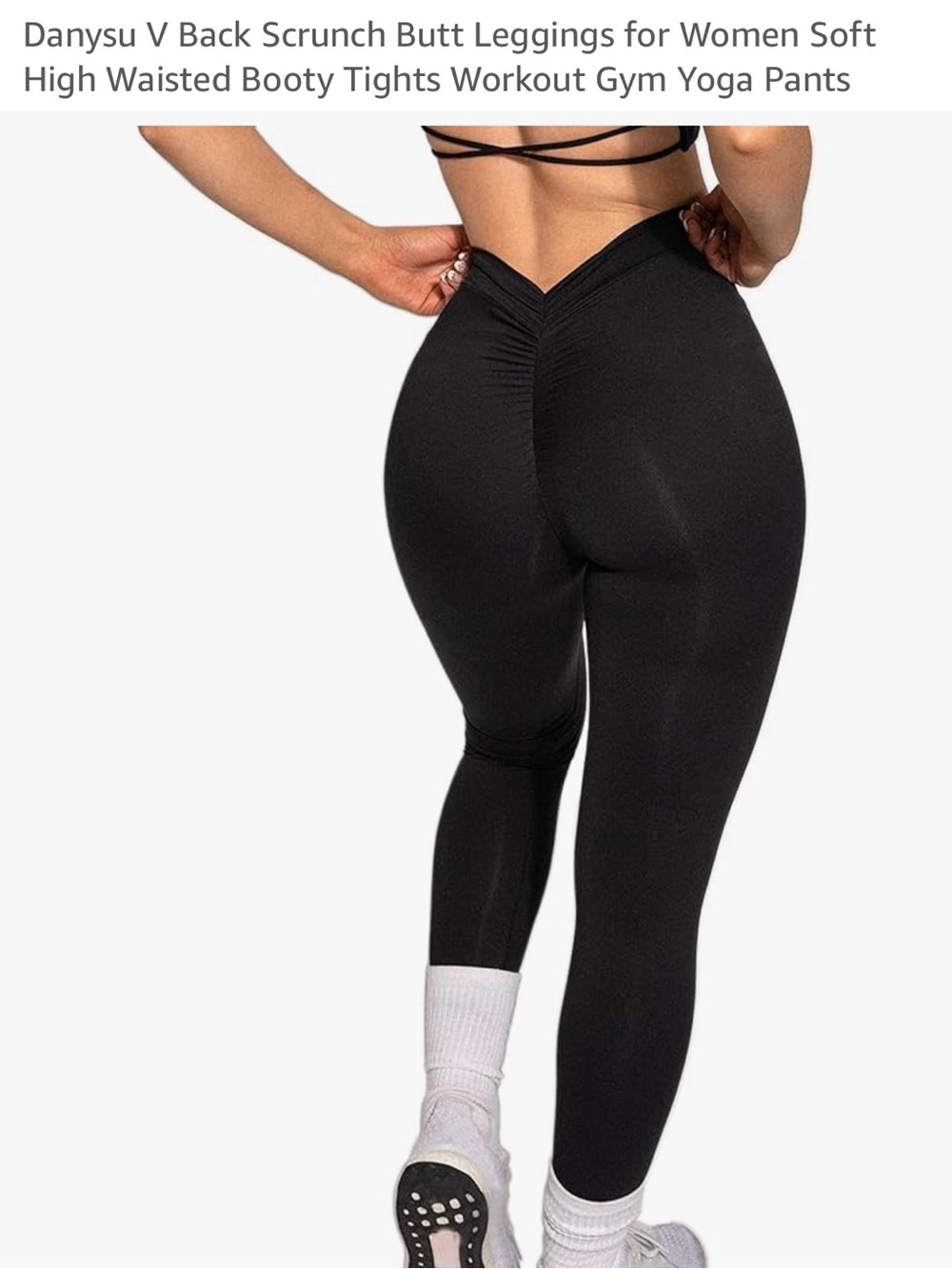 V-Back Scrunch High-Waist Leggings — Black